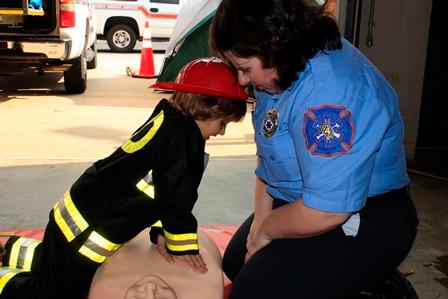 CPR training with a future member.